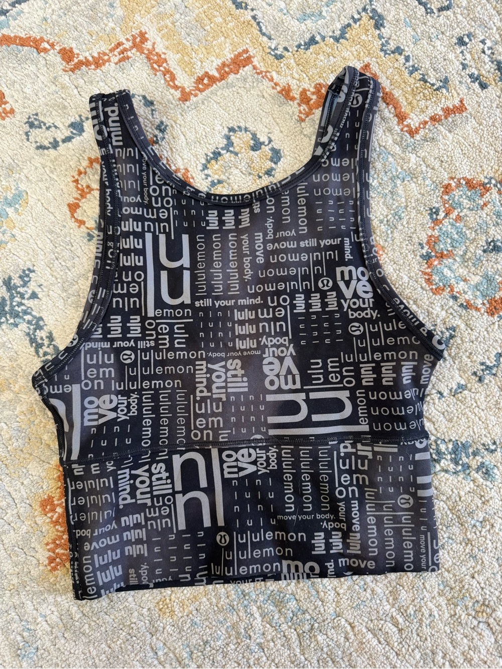 Lululemon Black Logo-Print Crop Tank